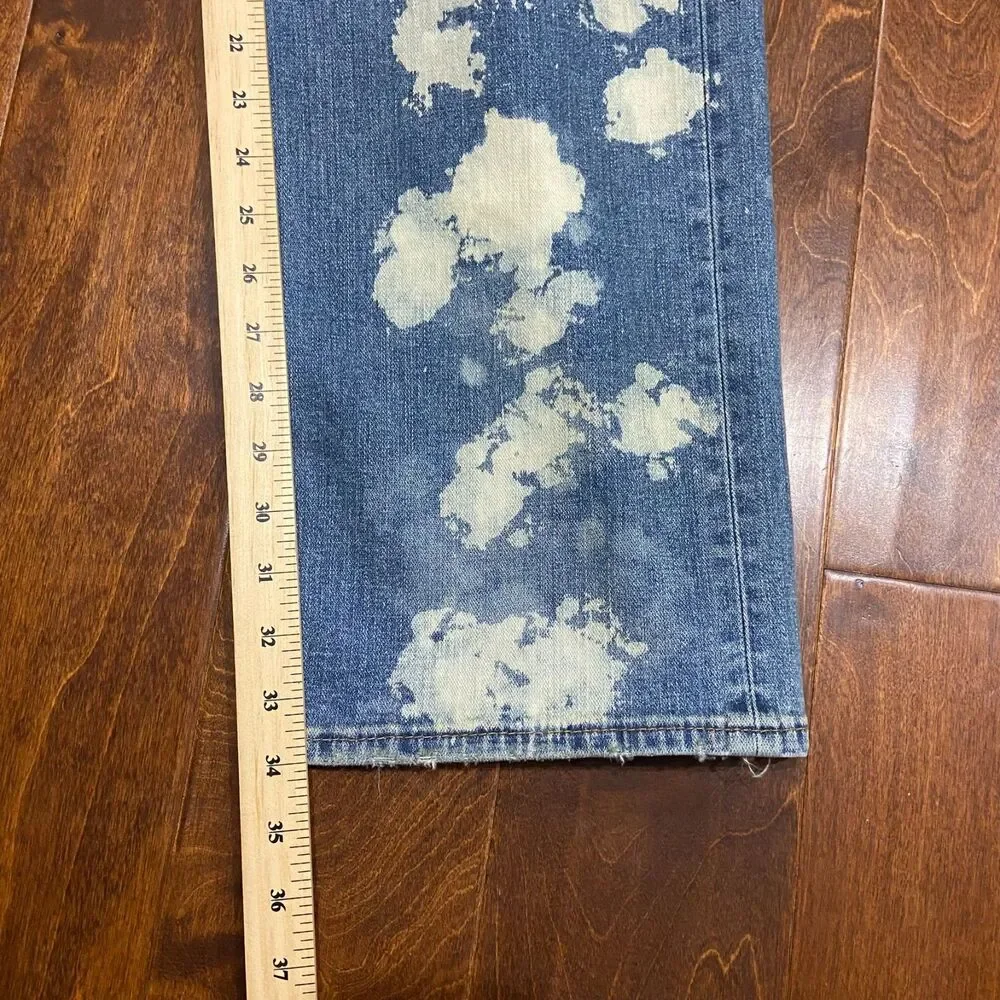 True Religion Straight Leg Bleached Distressed Denim Blue Jeans Men's Size 40